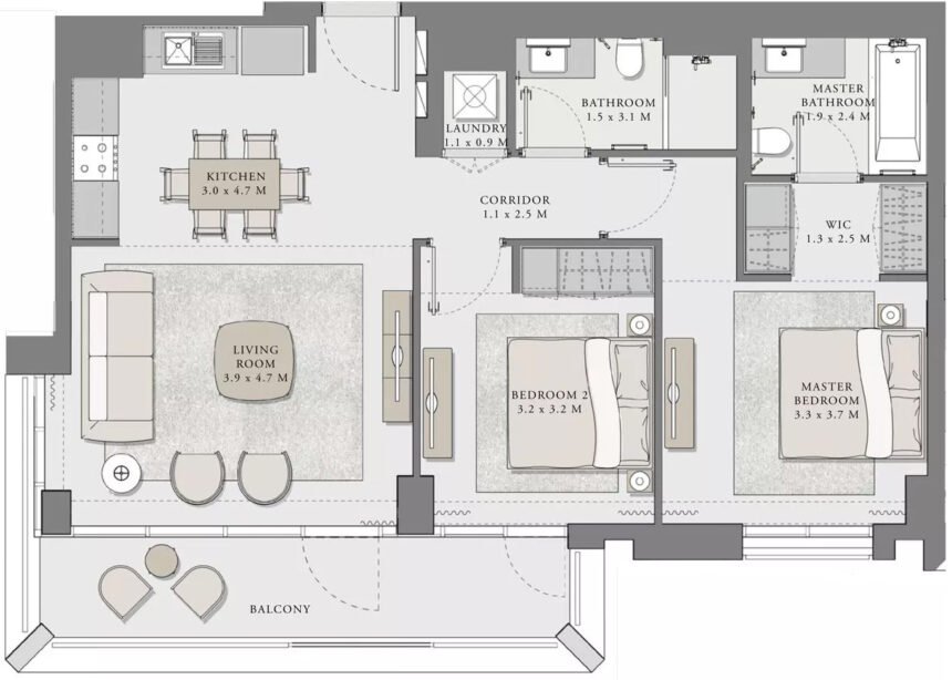 Floor Plans Lotus - 2 Bedrooms Apartments