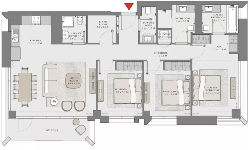 Floor Plans Lotus - 3 Bedrooms Apartments