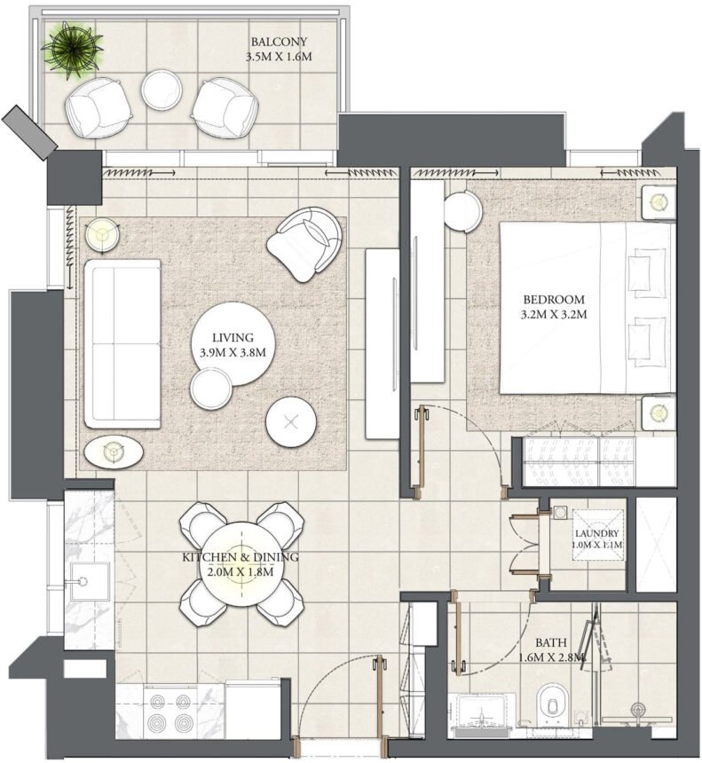 Floor Plans Mangrove - 1 Bedroom Apartments