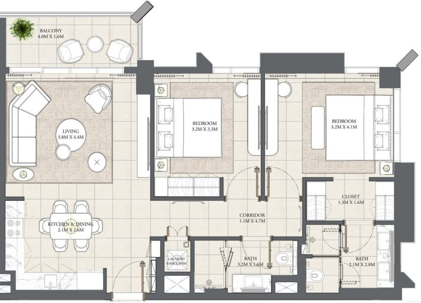 Floor Plans Mangrove - 2 Bedrooms Apartments