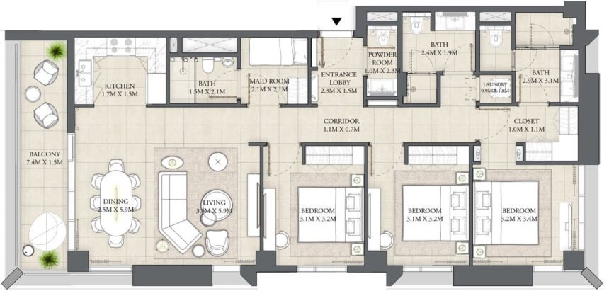 Floor Plans Mangrove - 3 Bedrooms Apartments