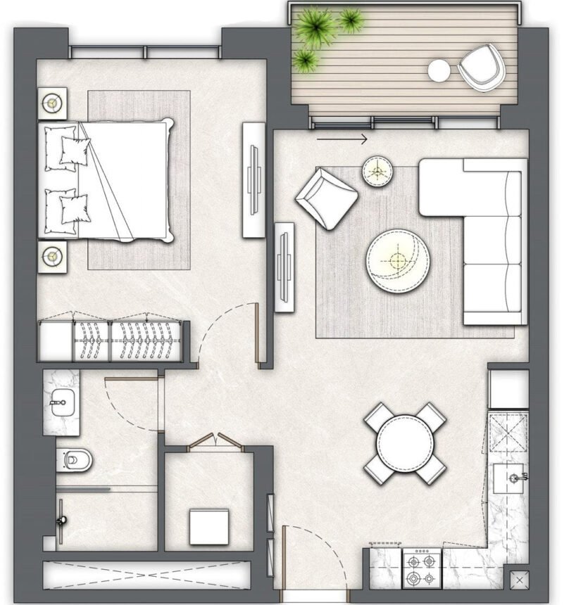 Floor Plans The Cove - 1 Bedroom Apartments