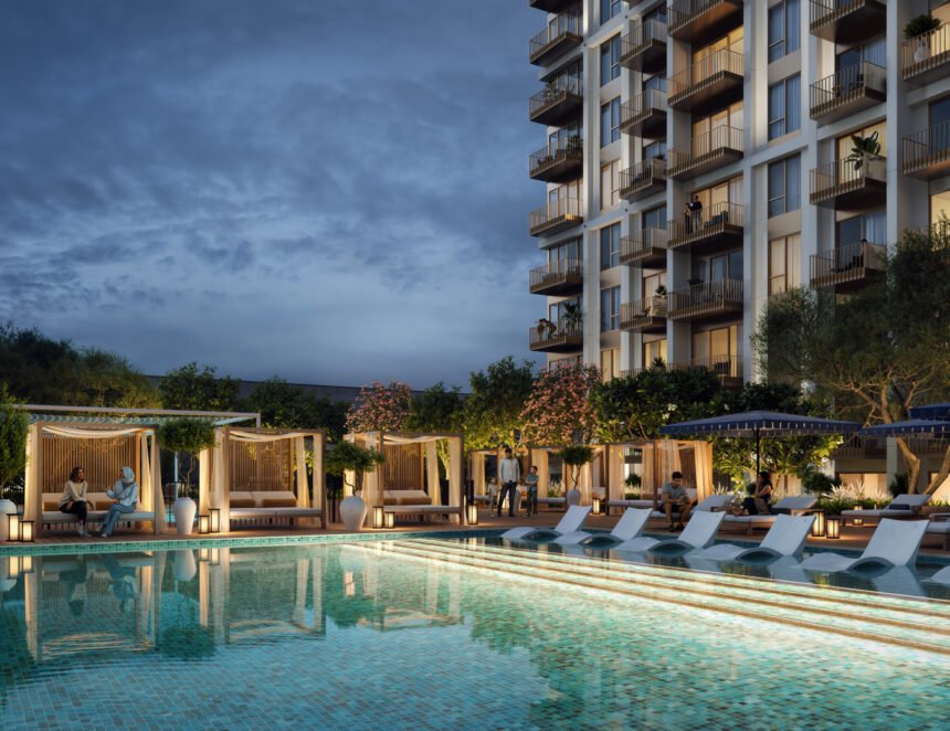 Infinity pool with sun loungers and a lounge area