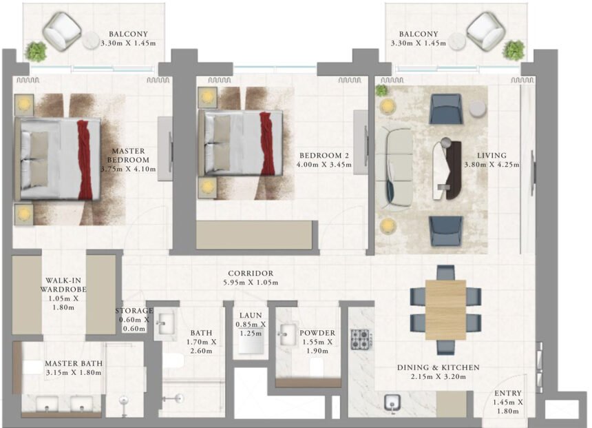 Floor Plans Arlo - 2 Bedrooms Apartments