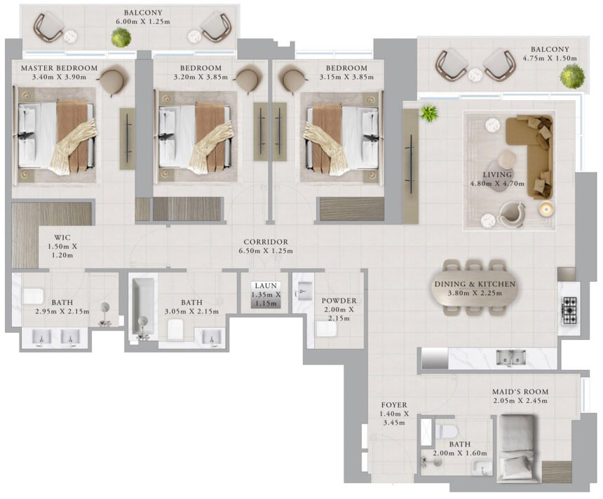 Floor Plans Valo - 3 Bedrooms Apartments