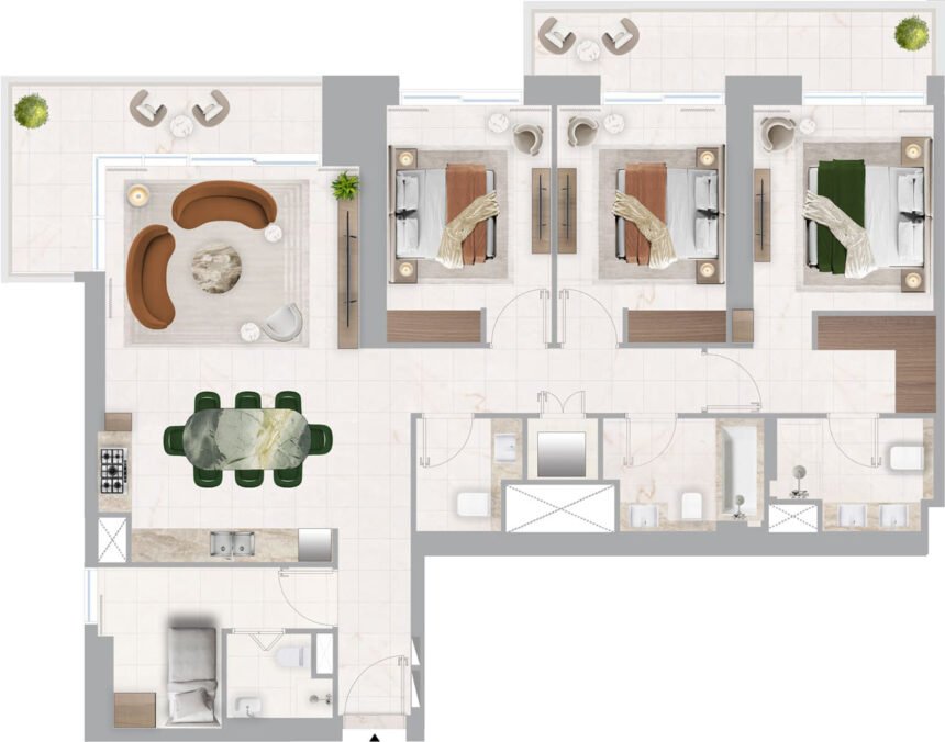 Floor Plans Address Residences - 3 Bedrooms Apartments