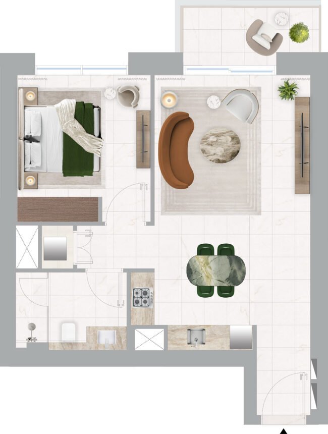 Floor Plans Address Harbour Point - 1 Bedroom Apartments