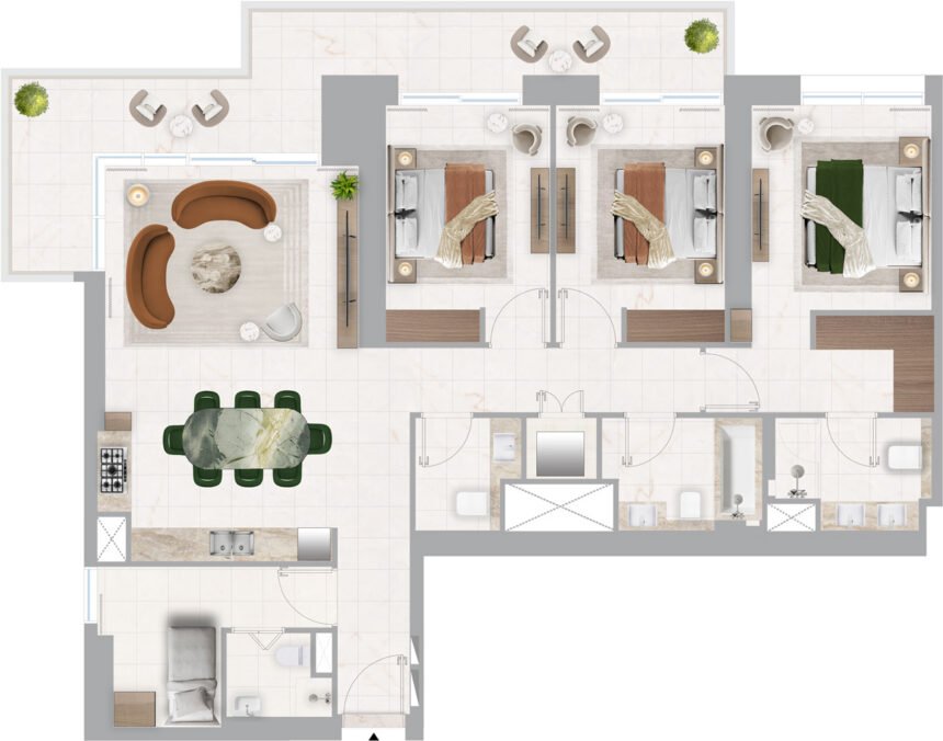 Floor Plans Address Harbour Point - 3 Bedrooms Apartments