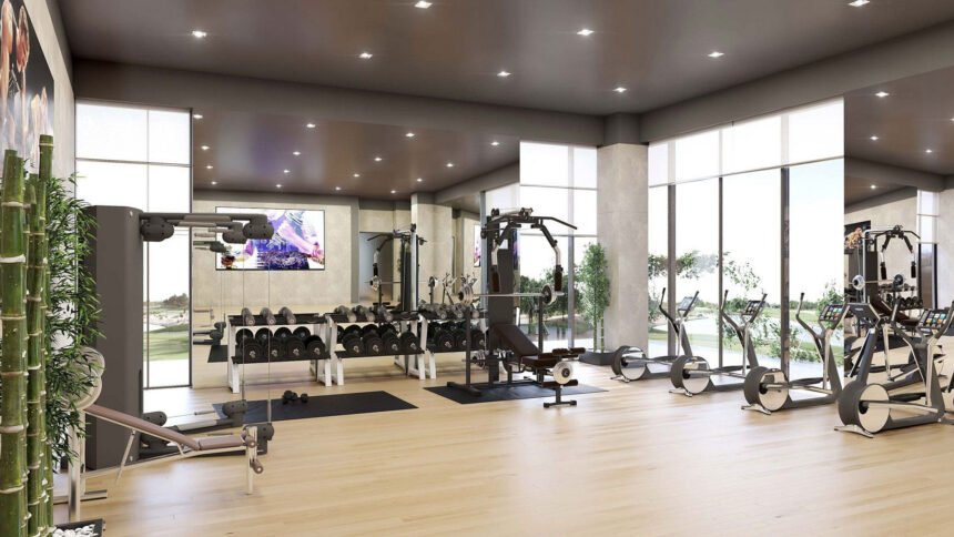 Fitness centre with cardio and weight training zones