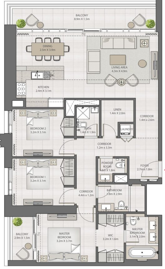 Floor Plans Creek Edge - 3 Bedrooms Apartments