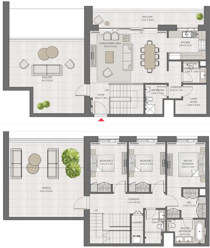 Floor Plans Creek Edge - 3 Bedrooms Townhouses