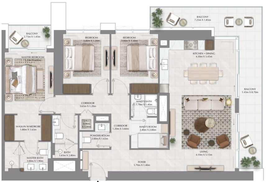 Floor Plans Lyvia by Palace - 3 Bedrooms Apartments