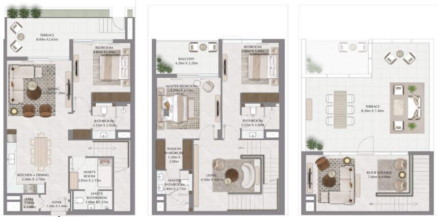 Floor Plans Lyvia by Palace - 3 Bedrooms Townhouses